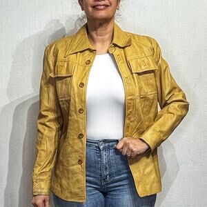 Atkinson Tan Faux Leather Vintage Jacket Sz L